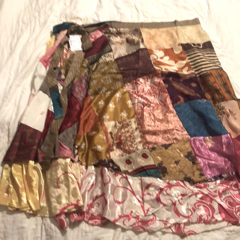 Paths of the spirit brand bohemian long reversible skirt. 100% silk